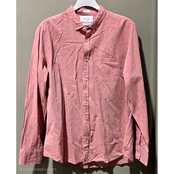 Even Tide Other - Even Tide Men's Pale Red Linen Blend LS Button Front Casual Dress Shirt -- XL